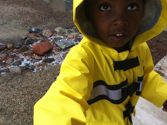 Ezra in his raincoat 
